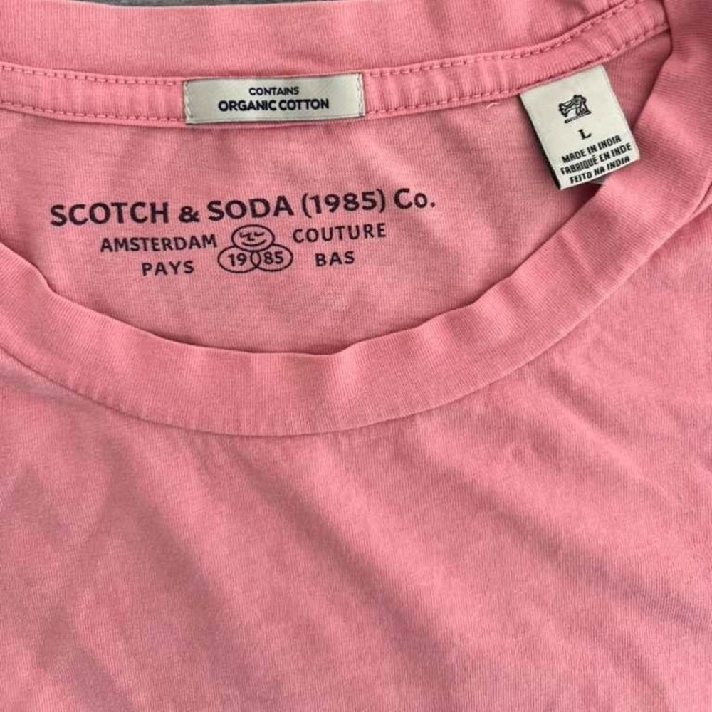 Scotch & Soda Men's Large T-Shirt Pink Organic Cotton Amsterdam Couture Graphic - Picture 3 of 6